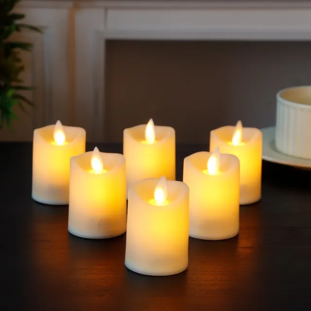 JHY DESIGN Set van 6 Vlamloze LED kaarsen 7 cm – Batterijgevoede Flikkerende Kaarsen - Bewegende Lont ivoor