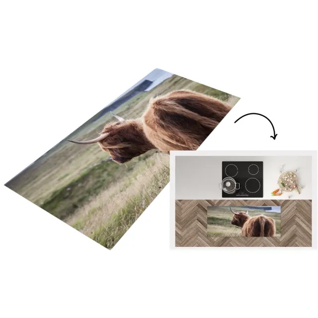 KitchenYeah Keukenloper - Loper keuken - Schotse Hooglander - Natuur - Zee - Keukenloper vinyl Multicolor