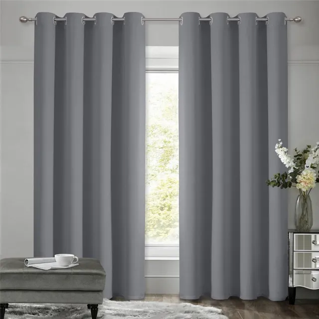 Unyqoos ® Geluidswerende Verduisteringsgordijnen voor Slaapkamer met Thermisch Isolerende Eigenschappen, Set van 2, Grijs, 175 x 140 cm