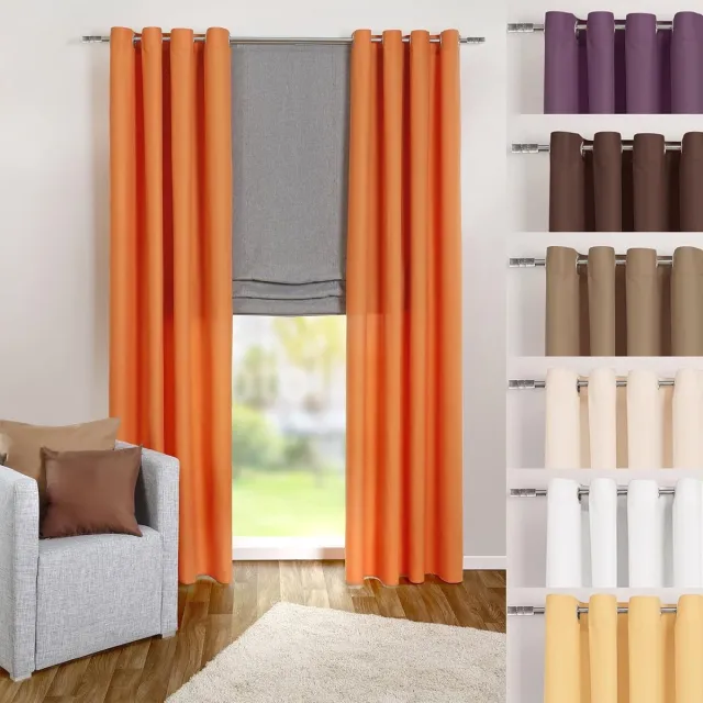 Dekoschal Gordijn met ogen gordijn in oranje uni ondoorzichtig maar lichtdoorlatend HxB 245x140 cm - Dekoschal microvezel met prachtig lichte val - gordijn Typ117
