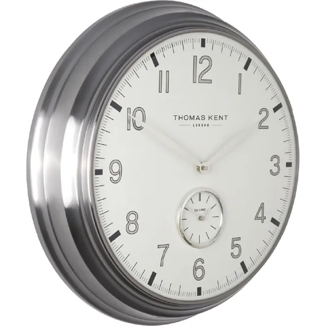 Thomas Kent Klok Timekeeper wit - zilver Ø71CM