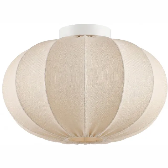 SensaHome Plafondlamp – Ronde Stoffen Lampion – Ø40x18 cm – 1x E27 – Exclusief Lichtbron – Beige