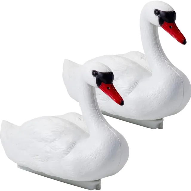 Pro Garden Vijver decoratie witte zwaan - 2x - drijvend - kunststof - 28 x 35 cm - dierenbeeld