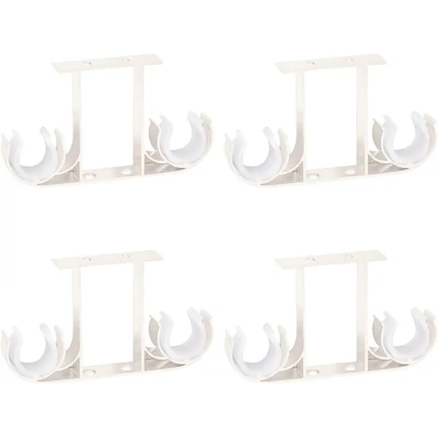 Allecto Plus Provento - Dubbele gordijnhouders voor plafondmontage - Set van 4 aluminium beugels - Hangende steunen voor 28 mm gordijnroede - Melkwit Any