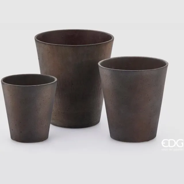 EDG - Enzo De Gasperi EDG Enzo De Gasperi Set van 3 Materiaal Resinstone Vazen H26 -21 - 17cm Donkergrijs