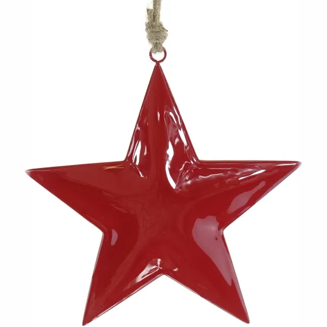 posiwio kerstster rood L 20 cm om op te hangen metaal