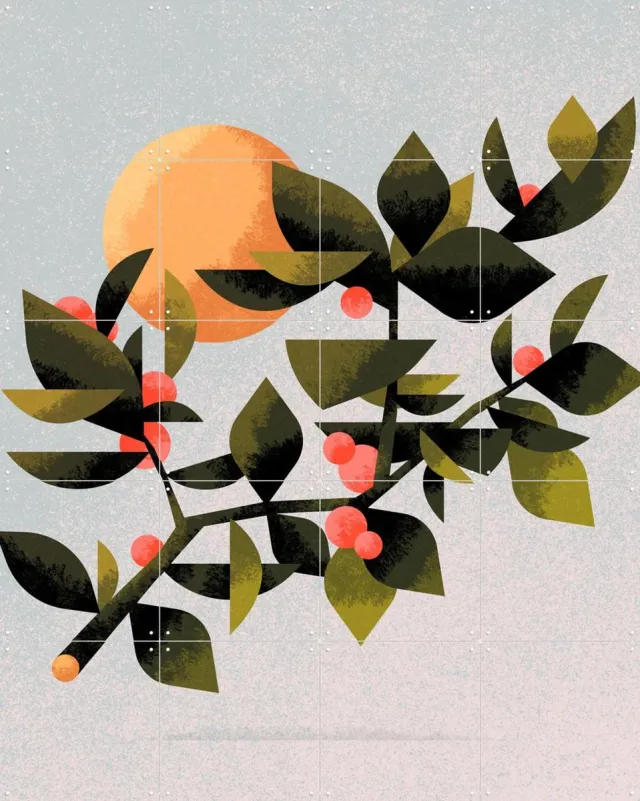 IXXI Plont 2, Studio Muti - 80 x 100 cm - Grote wanddecoratie en posters - Speels, Illustraties, Digitale Kunst, Grafisch Ontwerp, Woonkamer Lichte tinten / Groen
