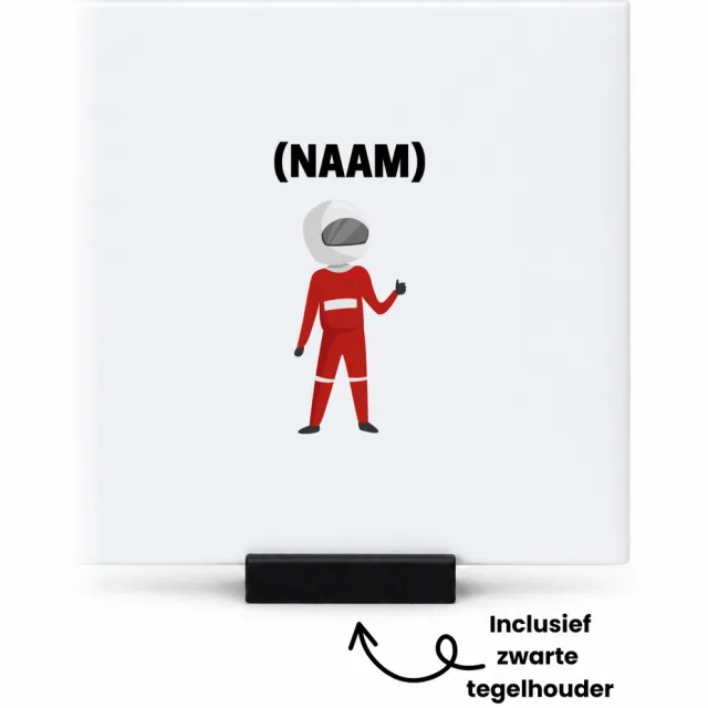 Hacebo Formule 1 met eigen naam tegeltje met tegelhouder - Auto rijden - Auto liefhebbers - tegeltjes met tekst - Autosport - spreuktegels - 10.8x10.8 CM Wit