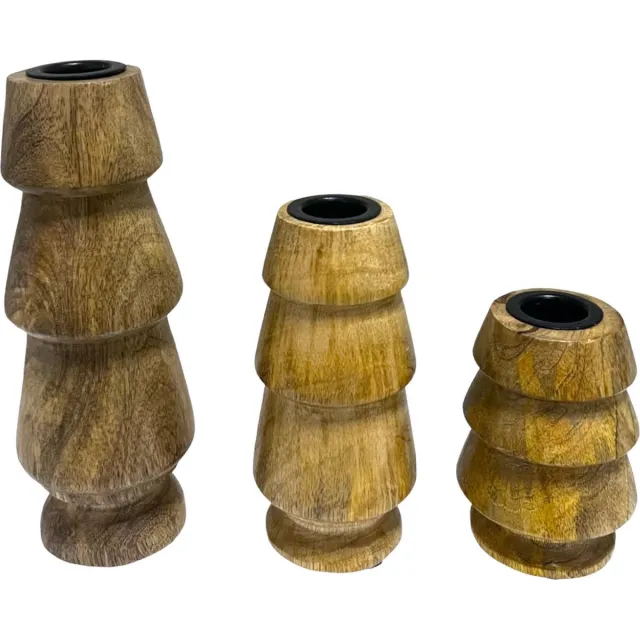 Home Society Kandelaar Ysa set van 3 licht bruin met eventueel verkleuringen
