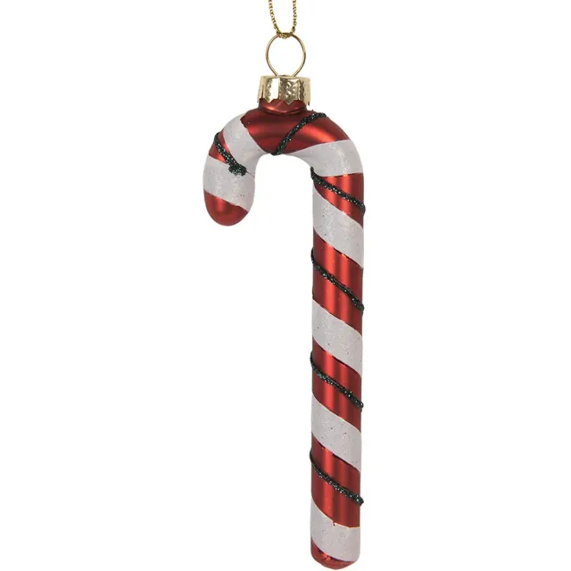 Clayre & Eef Kersthanger Zuurstok 4x1x12 cm Rood Glas