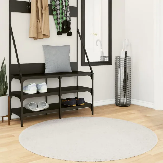 vidaXL Vloerkleed OVIEDO laagpolig Ø 120 cm crèmekleurig, foto 2