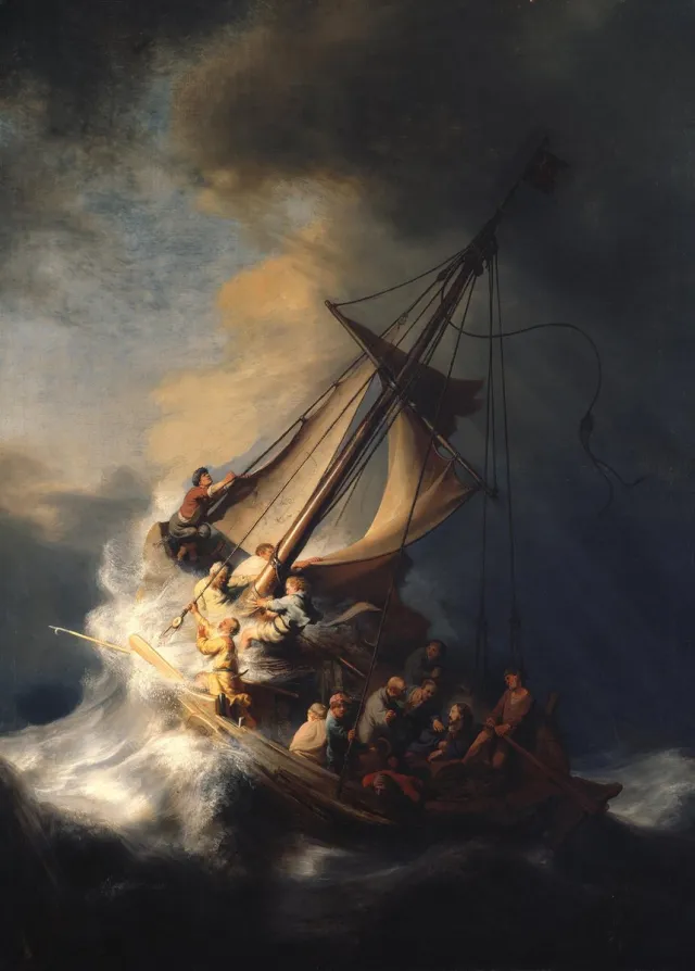 Esque Poster Christus in de storm op het meer van Galilea - Rembrandt van Rijn - Large 70x50 Losse Poster