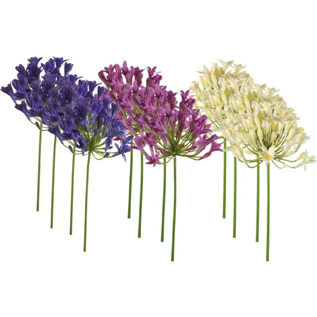 Emerald Kunstbloem Agapanthus 75cm - Set van 12 - Kunstplant voor binnen Blauw, Paars & Wit - Set van 12