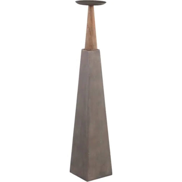 PTMD COLLECTION PTMD Kandelaar Cinder - 13x13x70 cm - Hout - Grijs