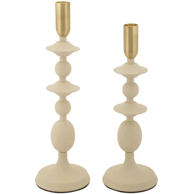 Mauro Ferretti Kandelaar Gemini Cream Set 2 Pcs Ø 10×29 cm Crème