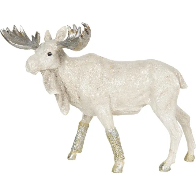 Clayre & Eef Beeld Eland 22*9*16 cm Grijs Kunststof Woonaccessoires beeld decoratie Decoratieve Accessoires