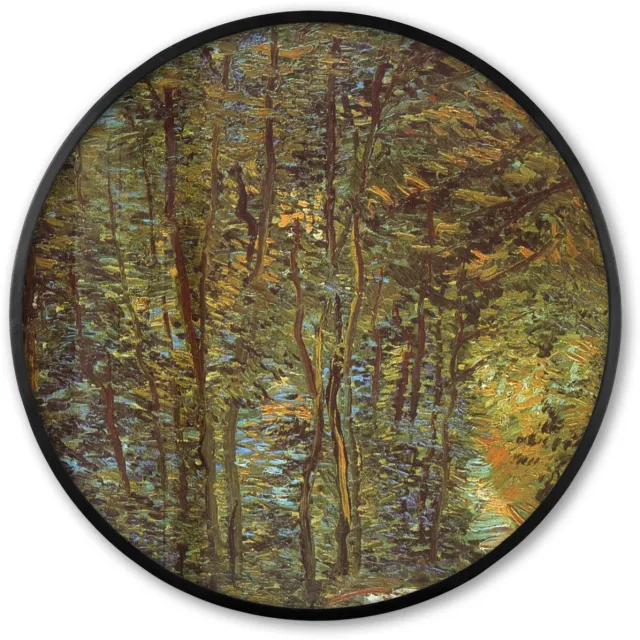 FrameYourWall Poster in lijst Rond - Fotolijst 60x60 cm - Posters - In het bos - Vincent van Gogh - Ronde posterlijst zwart - Decoratie - Wanddecoratie woonkamer - Muurdecoratie slaapkamer Multicolor