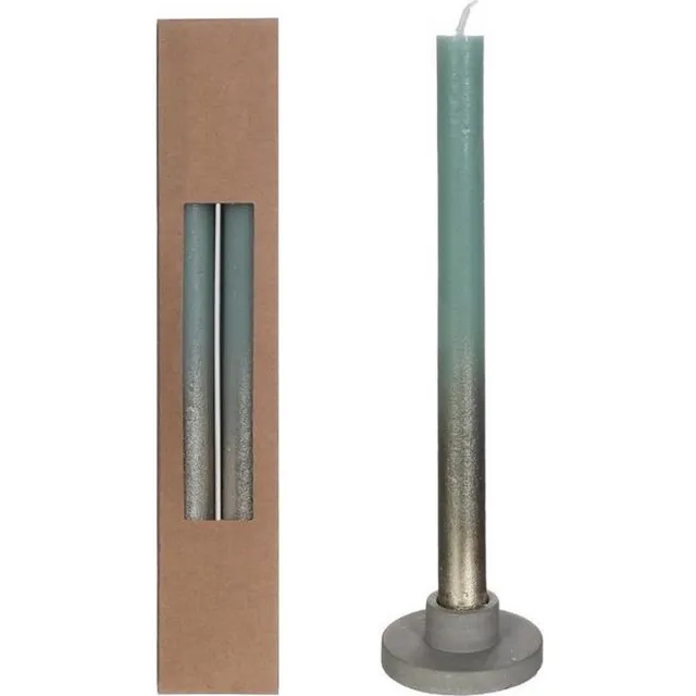 PacklinQ Dinner Kaarsen eucalyptus groen met Goude Spray Ø2.1/h. 25cm (1 set)