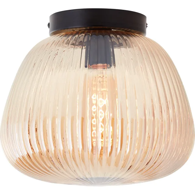Brilliant Kaizen - Plafondlamp - 1-lichts rond - Glas - 1xE27 Max 40W - Amber/zwart