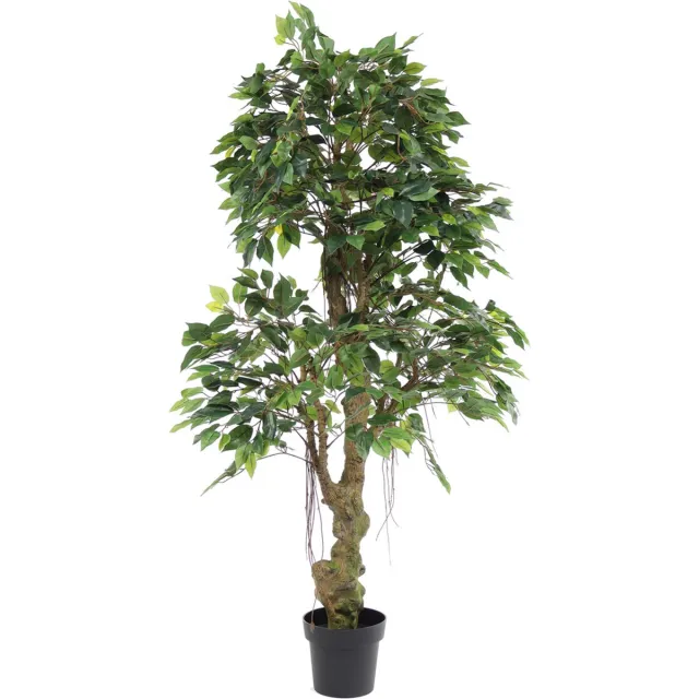 Kunstpalm Kunst Jungle Ficus Banyan | 165cm - Namaak jungle ficus Banyan - Kunstplanten voor binnen - Kunstplant jungle ficus Banyan Donkergroen