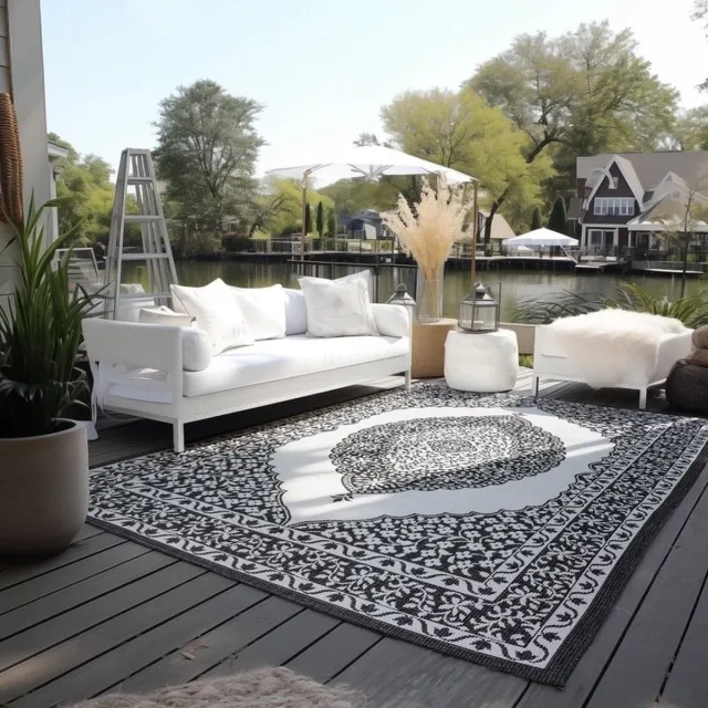 flycarpets Elle Decoration - Binnen & Buitenkleed - Omkeerbaar - Meekly - Zwart - 80x150 cm