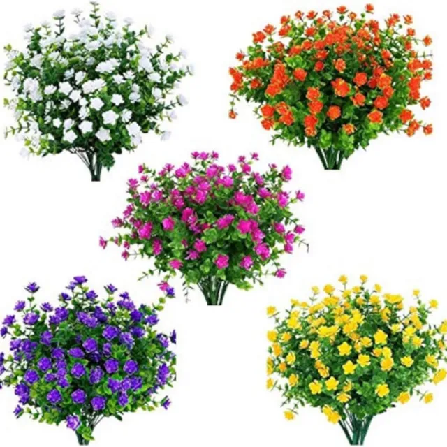 BOG Set Van 15 Kunstbloemen Bundels – UV-Bestendige Kunststruiken Voor Binnen En Buiten – Hangende Planten Voor Tuin Balkon Portaal En Decoratie Veelkleurig