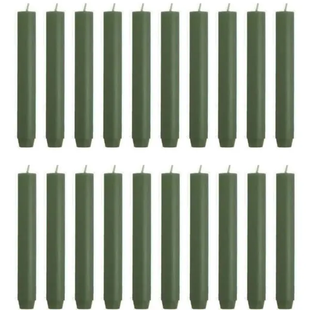 Rustik Lys chique mooie dinerkaarsen pak van 20 stuks 2.6 x 18 cm in de kleur Dennengroen