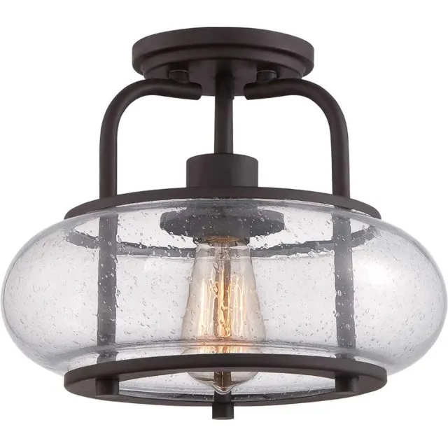 Quoizel LED Plafondlamp Trilogy | 1X E27 Max 60W | Dimbaar | Old Bronze Geen