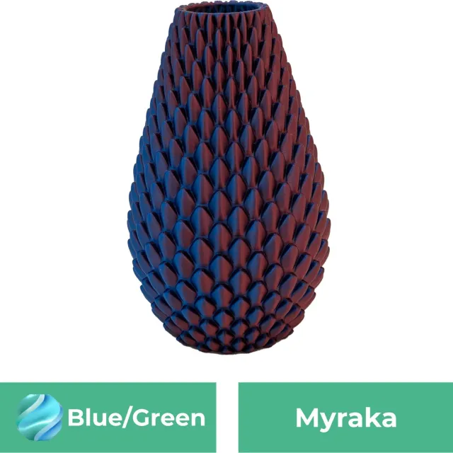 Lovora Myraka design vaas – Decoratieve vaas - Blauw / Groen - 3d geprinte vaas – geschikt voor droogbloemen - 34CM