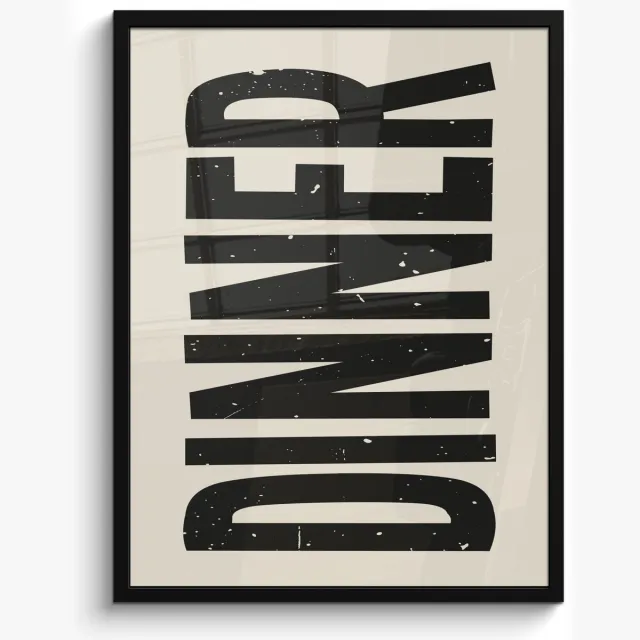 FrameYourWall Fotolijst inclusief poster - Posterlijst 50x70 cm - Posters - Eten - Vintage - Retro - Japandi - Foto in lijst - Keuken decoratie muur - Wanddecoratie accessoires - Muurdecoratie - Schilderijen Dinner