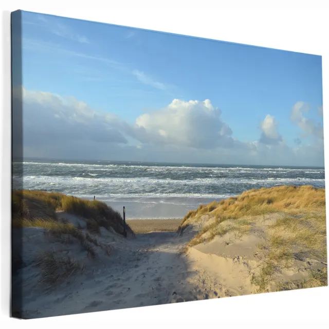 Texelphotos.nl Foto afdruk op canvas - Texel Duinen doorkijk - Duin - Strand - Zee - Noordzee - Canvas doek – Wanddecoratie - Canvas schilderij – Natuur - Landschap - 90 x 60 cm. Strandopgang