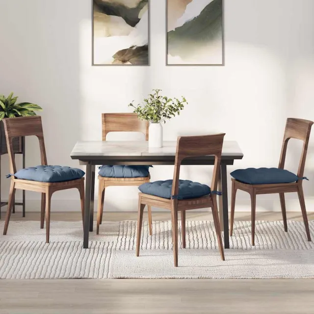 vidaXL Zitkussens 4 st Katoen Stof Blauw 40 x 40 x 6 cm