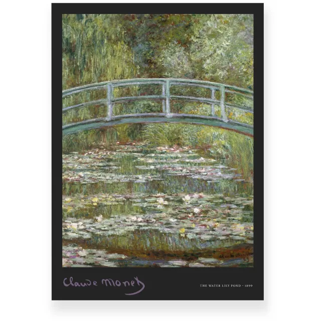 Yisual Poster 20x30 cm - The Water Lily Pond - Claude Monet - Brug - Waterlelies - Groen - Zwart - Impressionistisch - Kunst - Muurdecoratie - Wanddecoratie
