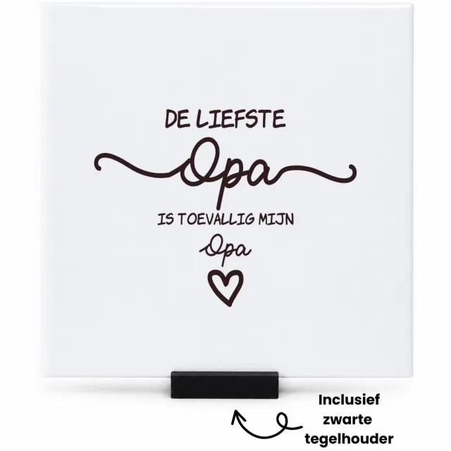 Hacebo Opa cadeau tegeltje met tegelhouder - Opa - De liefste Opa - tegeltjes met tekst - Opa cadeau - Opa - Opa cadeautjes - Opa verjaardag - liefste Opa - Bonusopa - Leuk kado om te geven - spreuktegels - 15x15 CM Wit