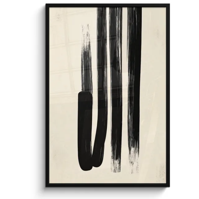 FrameYourWall Poster in lijst - Fotolijst 80x120 cm - Posters - Penseelstreken - Verticaal - Zwart - Posterlijst zwart - Decoratie - Wanddecoratie woonkamer - Muurdecoratie slaapkamer