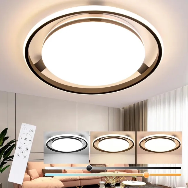 Glitzerlife Plafondlamp - Dimbare LED Woonkamerlamp - Rond Design - Afstandsbediening - Metaal - Ø44,5Cm - Zwart