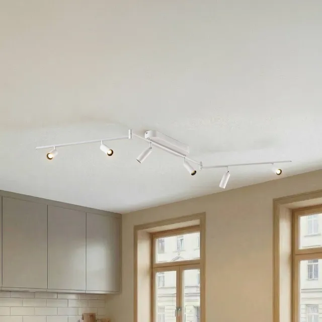 Lindby LED plafondlamp - 6lichts - Metaal, PVC - H: 20 cm - wit - Inclusief lichtbronnen
