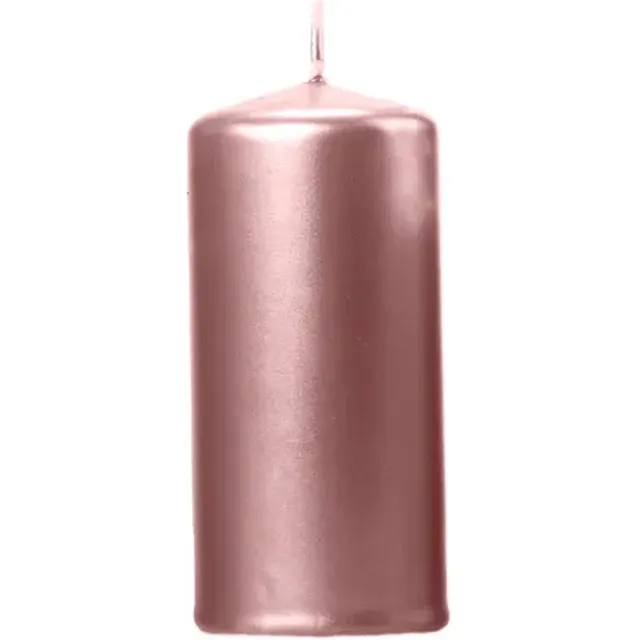 Party Deco """Kaars, metallic, rose goud, 12x6cm (1 zakje met 6 stuks)"""