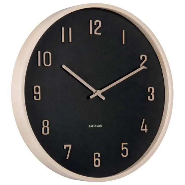 Karlsson Wandklok Nervadura - Lichtbruin - Ø40.8cm - Wandklok Modern Zwart