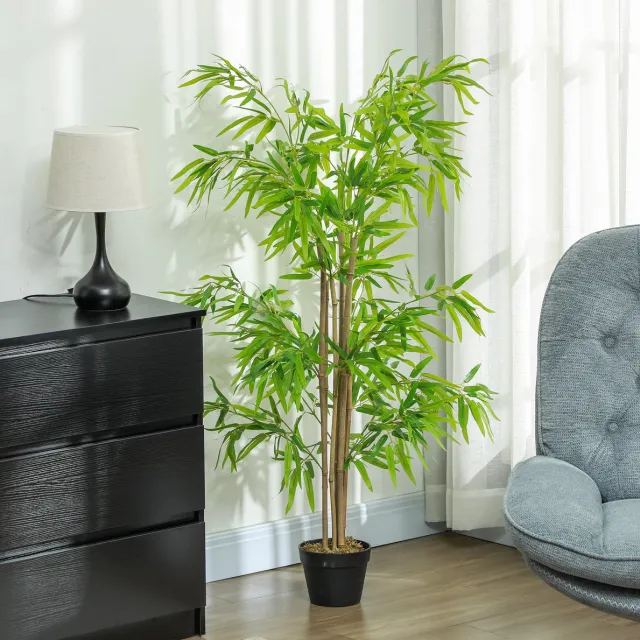 STILVORA Kunstplant Realistische Bamboe 150 Cm Met Pot Kunststof Groen Voor Binnen En Buiten Moderne Decoratie Green