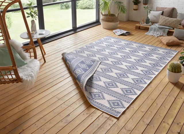 Tapeso Design vloerkleed Maple 103741 80x150 cm Blauw & Crème blauw/crème