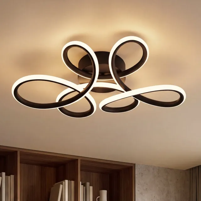 NETTLIFE LED Plafondlamp 24W - 3000K Warm Wit | Bloemdesign in Zwart Metaal | Moderne Deckenleuchte voor Woonkamer Slaapkamer & Keuken | Incl. LED - Zonder Flicker
