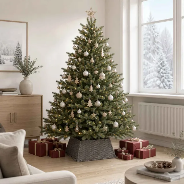 vidaXL Kerstboomkraag Vierkant Grijs 70 x 70 x 28 cm poly rattan