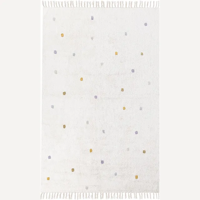 Beliani ASTAF - Vloerkleed - Gebroken wit - 140 x 200 cm - Katoen