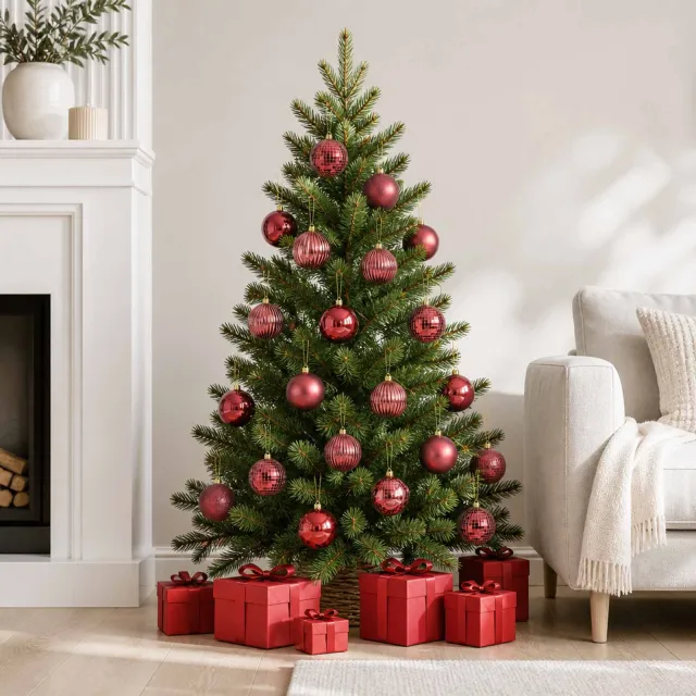 vidaXL Kerstballen set 50 st Wijnrood Dia. 8 cm Polystyreen