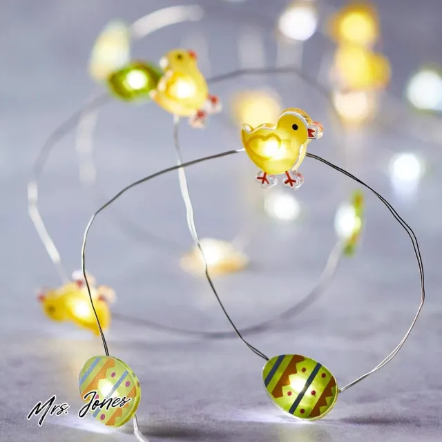 Mrs. Jones Paasei Kuiken Batterij Werkt Micro LED Indoor String Fairy Lights Zilveren Draad .