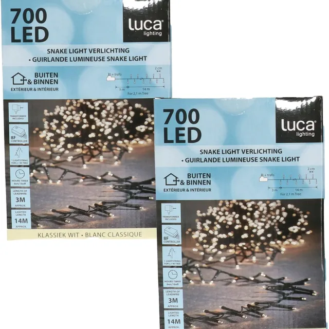 Luca Lighting Clusterverlichting- 2x - 700 led lampjes - helder wit - 14 meter - kerstverlichting -lichtsnoer