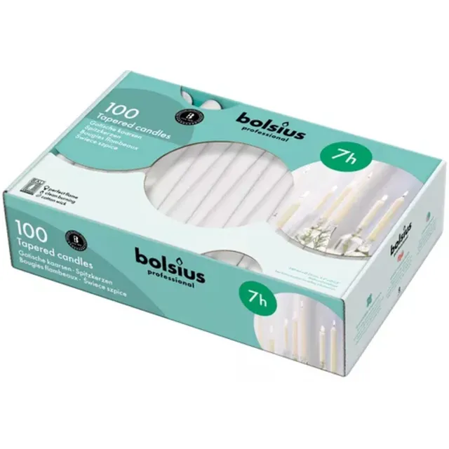 Bolsius Professional - Horeca gotische kaars - 100 stuks per verpakking - Wit