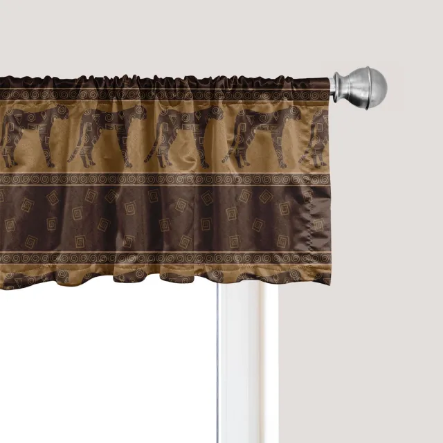ABAKUHAUS Safari raamvalletje, gordijnvalletje voor keuken en slaapkamer met tunnelzoom, 137 cm x 45 cm, donkerbruin karamel Donkerbruine karamel
