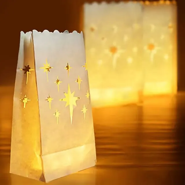 Go Go Gadget Candle bag - Windlicht - Lantaarn - 1 set van 10 stuks - Wit - Sterren Wit Sterren